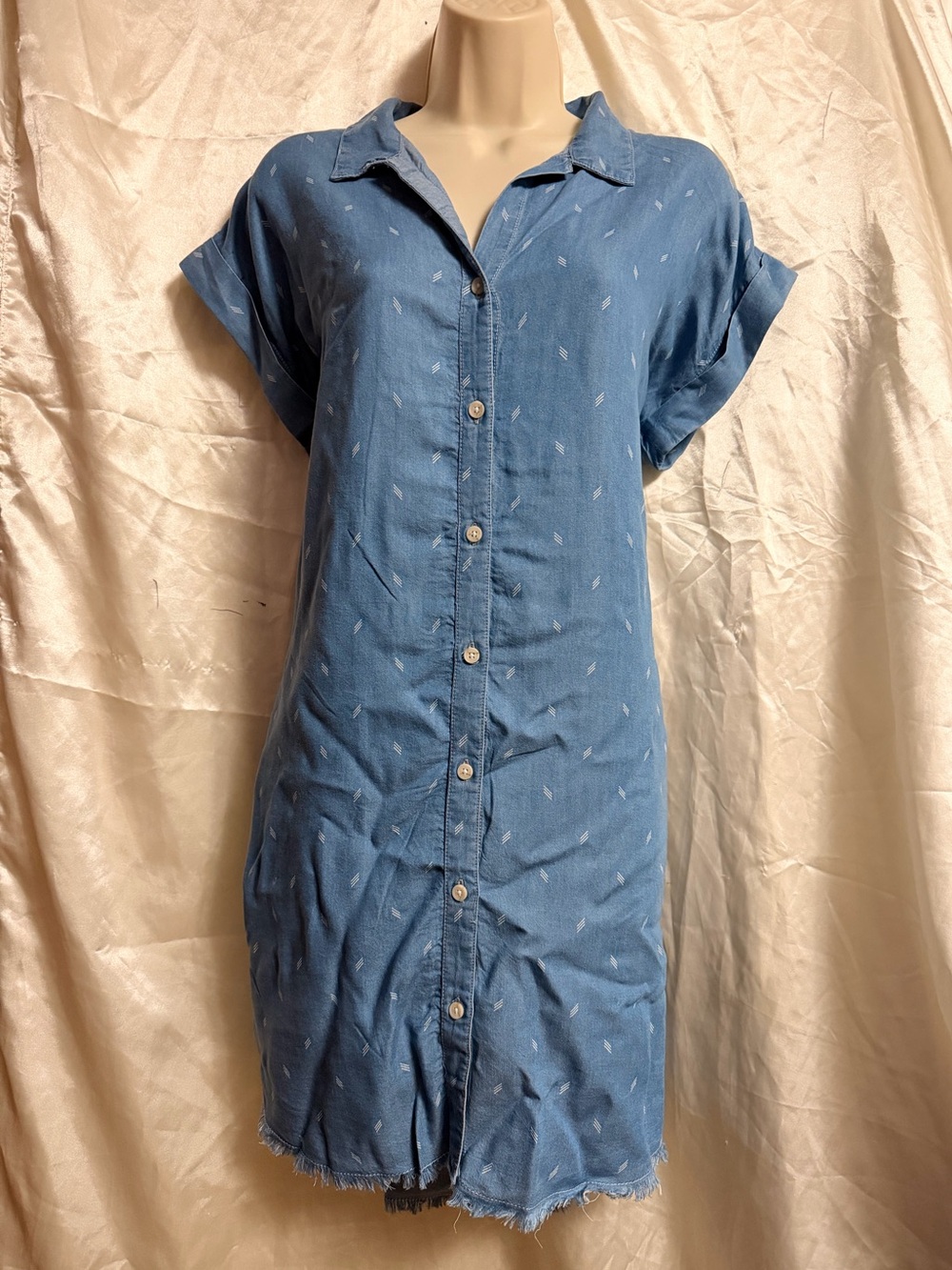 Light Blue Shirt Dress with Subtle Stitch Detail